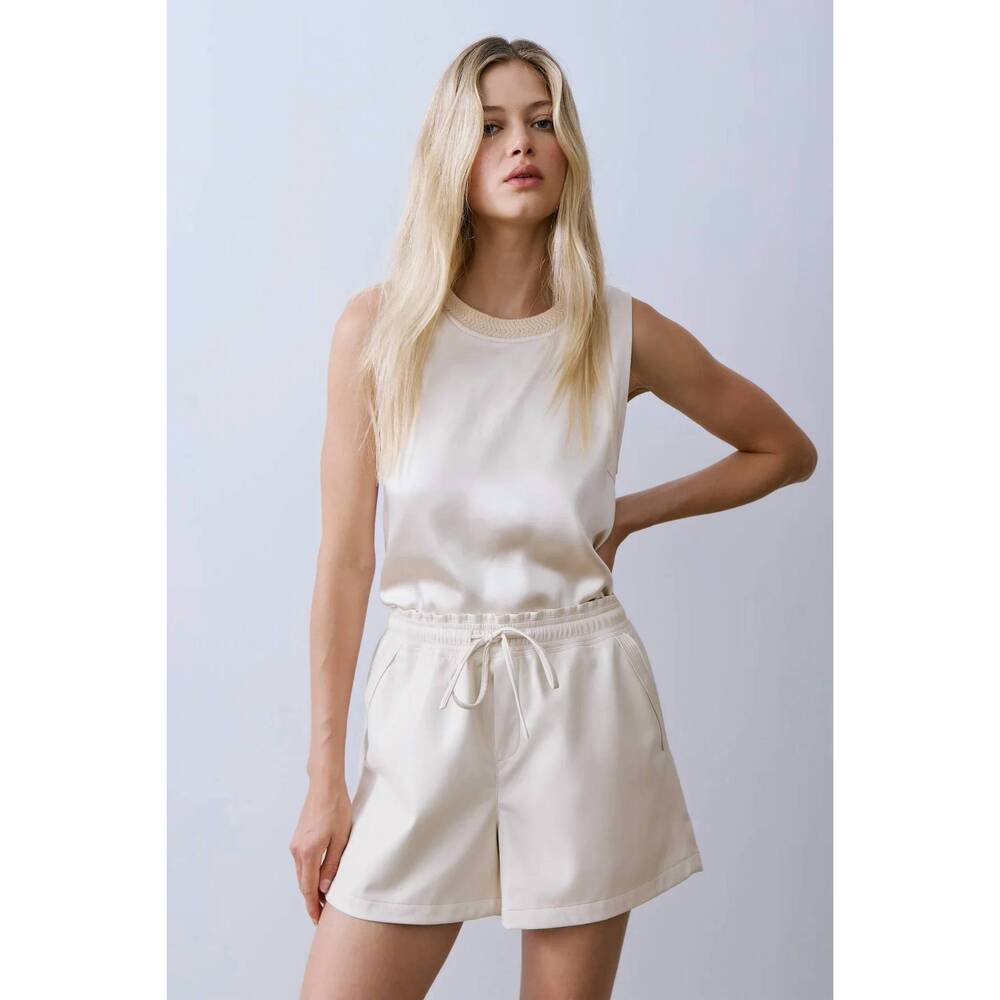 NEW MELISSA NEPTON julio faux leather shorts in cream